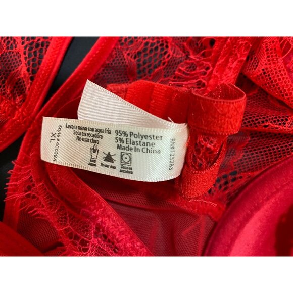 Sexy Red Lace Sheer Babydoll Lingerie‎ Dress Cutout  XL Sheer Stripper Hot  Goth - Picture 4 of 6